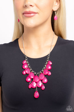 Front Row Flamboyance - Pink Necklace