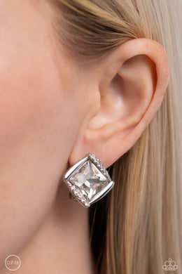 Sparkle Squared - White Earrings