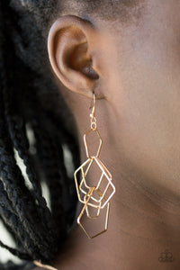 Five-Sided Fabulous - Gold Earrings