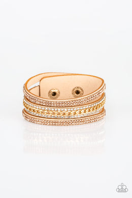 Rollin In Rhinestones - Gold Bracelet