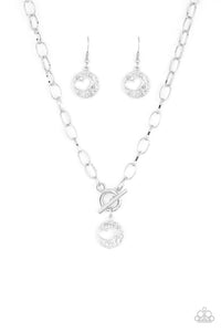 Heartbeat Retreat – White Rhinestone Silver Heart Necklace