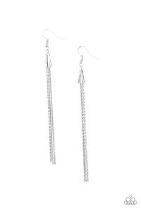 Shimmery Streamers - Silver Earrings