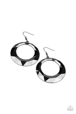 Fiercely Faceted - Black Earrings