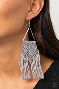 Macrame Jungle - Silver Earrings