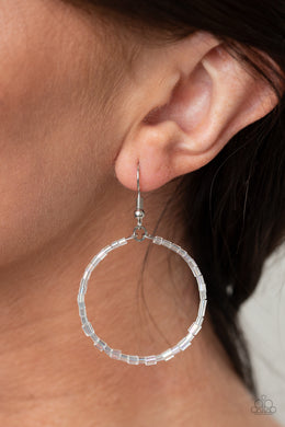 Colorfully Curvy - White Earrings