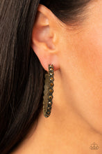 Load image into Gallery viewer, Rhinestone Studded Sass - Brass Earrings