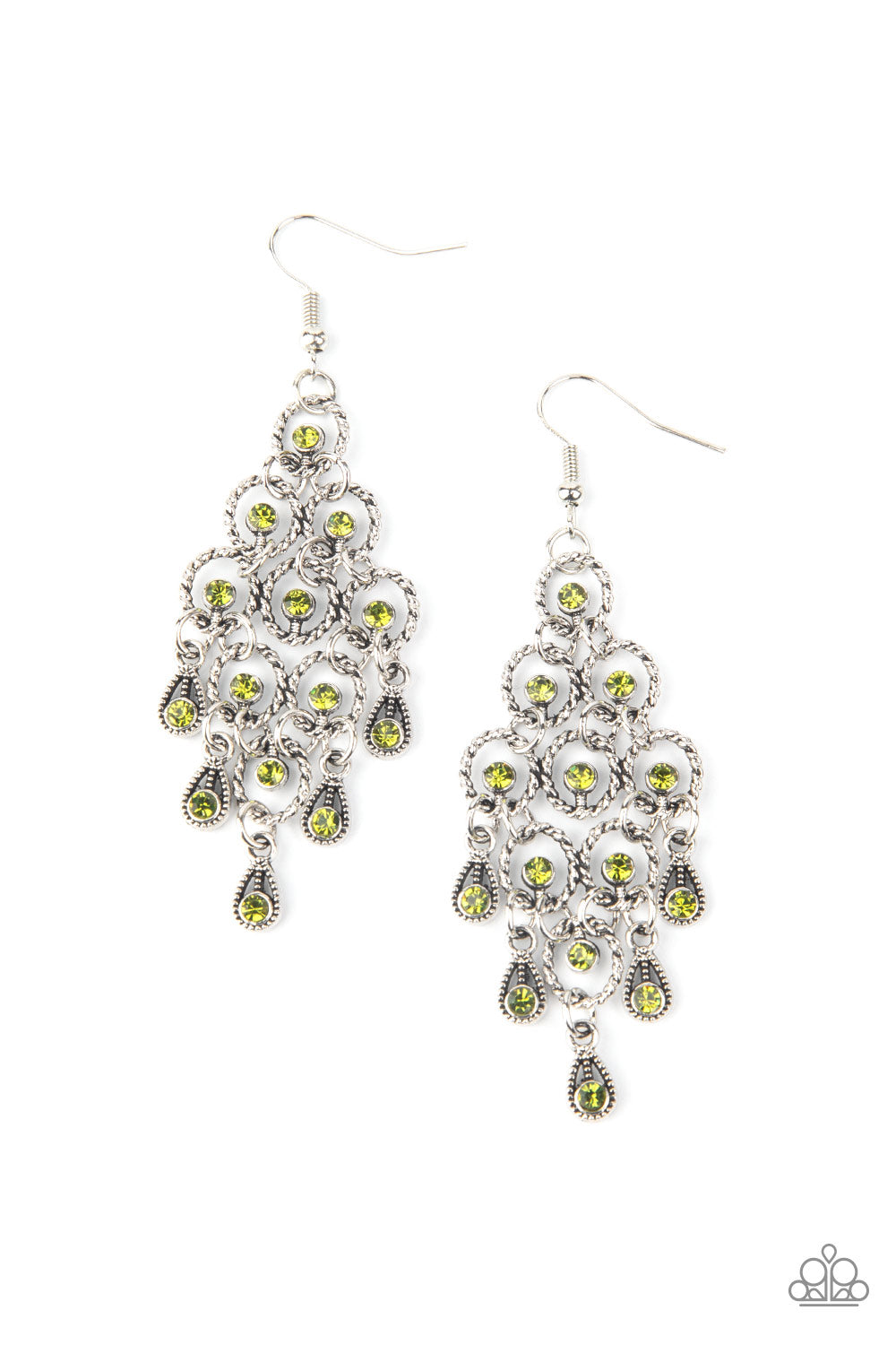 Chandelier Cameo - Green Earrings