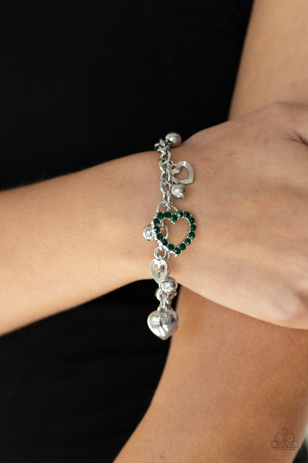 Beautifully Big-Hearted - Green Bracelet