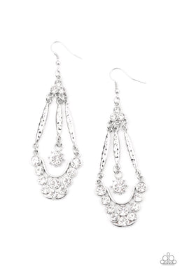 High-Ranking Radiance - White Earrings