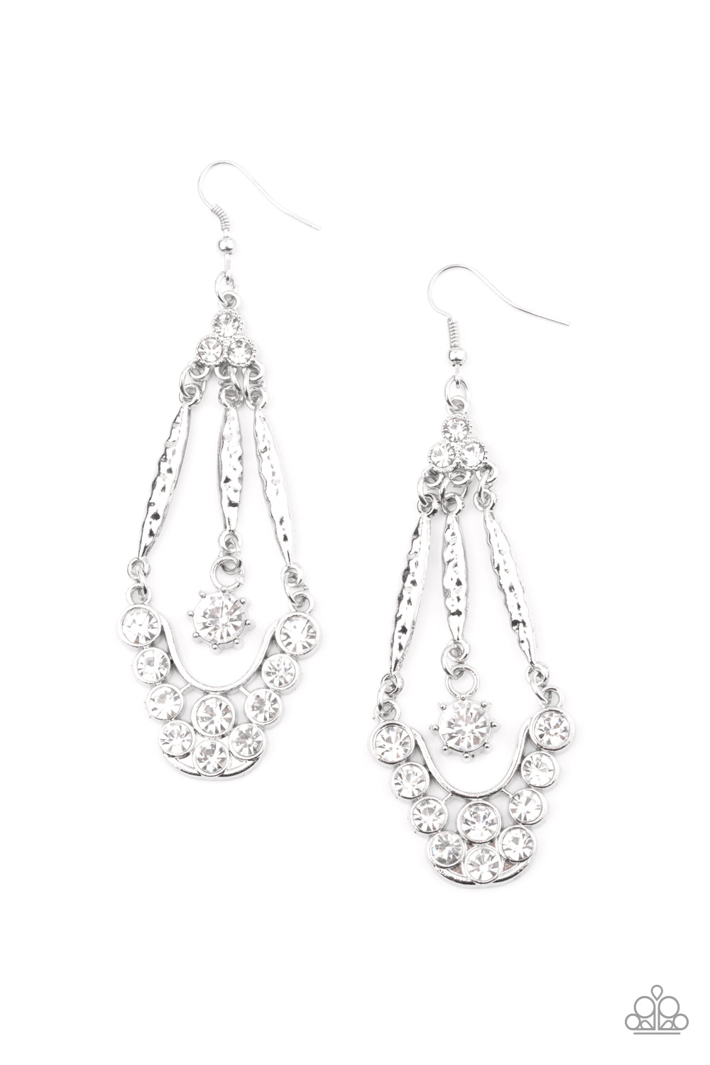 High-Ranking Radiance - White Earrings