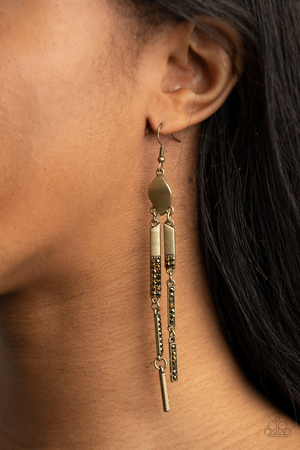 Defined Dazzle - Brass Earring