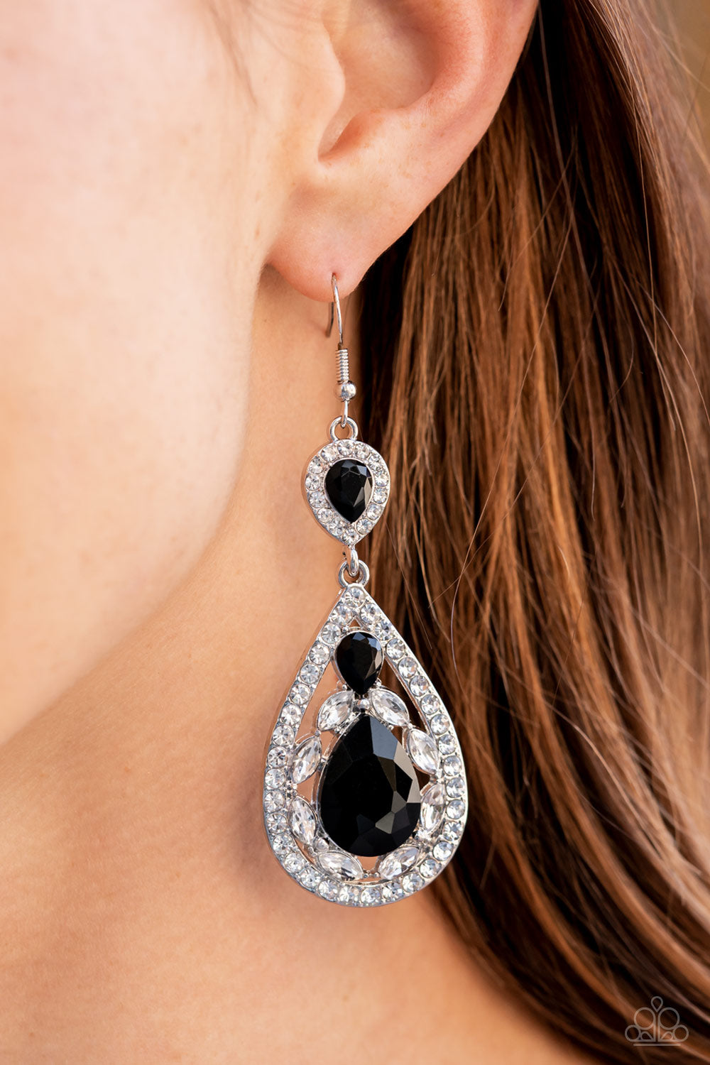 Posh Pageantry - Black Earrings