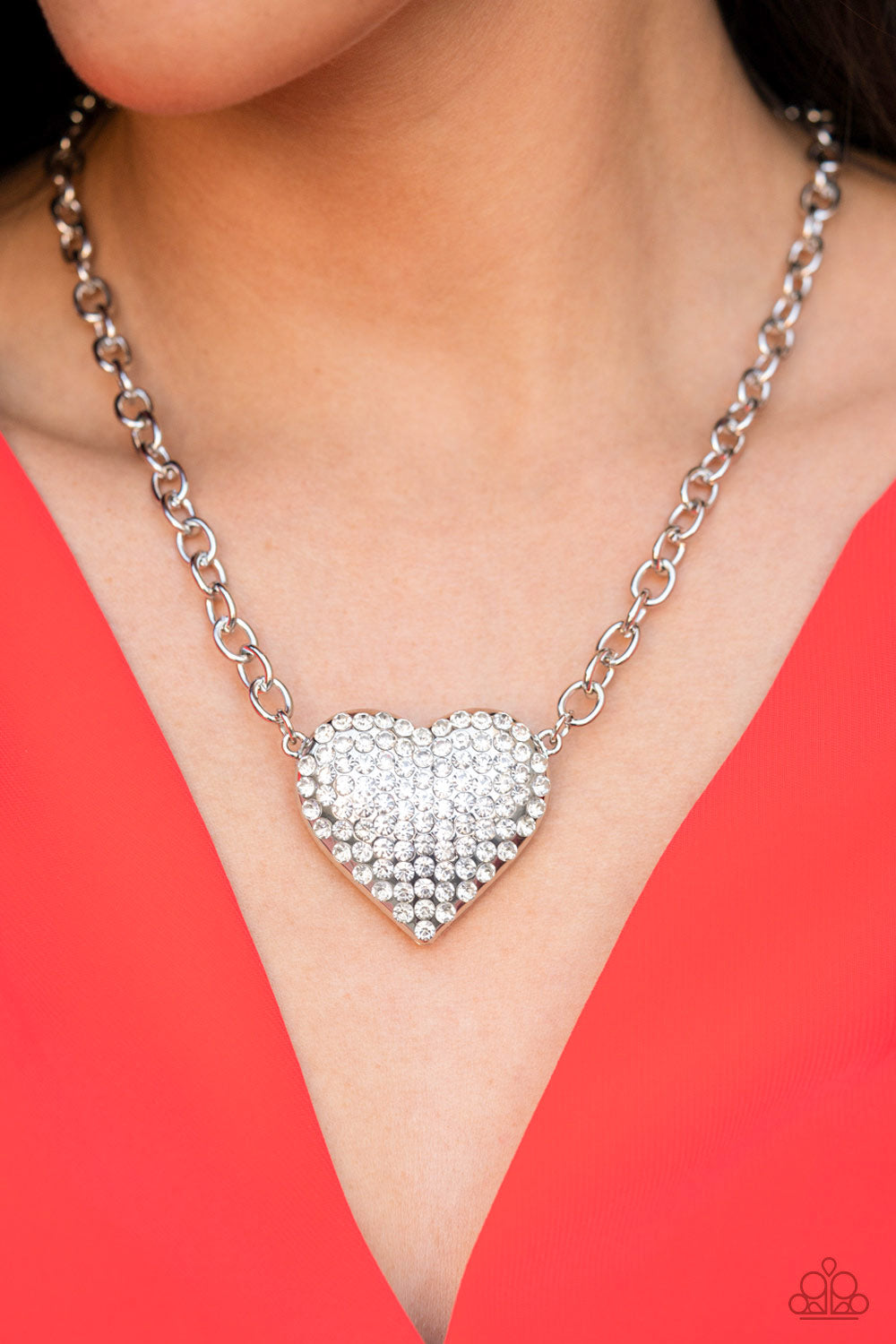 Heartbreakingly Blingy - White - Necklace