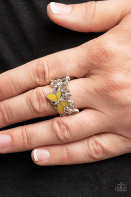 All FLUTTERED Up - Yellow Earrings