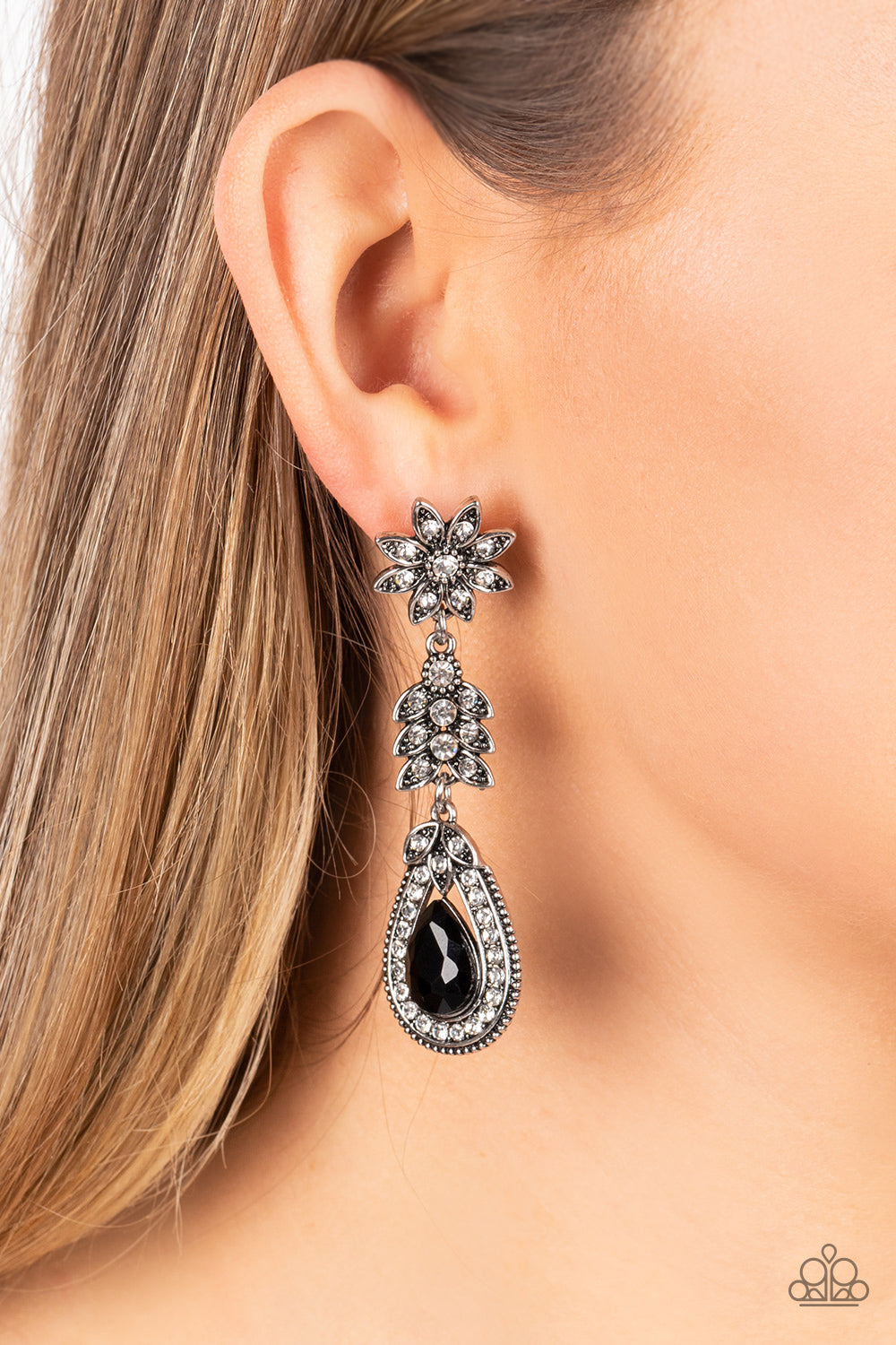 Floral Fantasy - Black Earrings