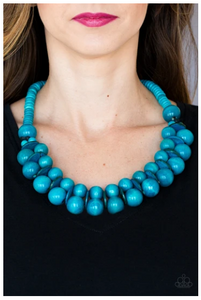 Caribbean Cover Girl - Blue Wooden Necklace