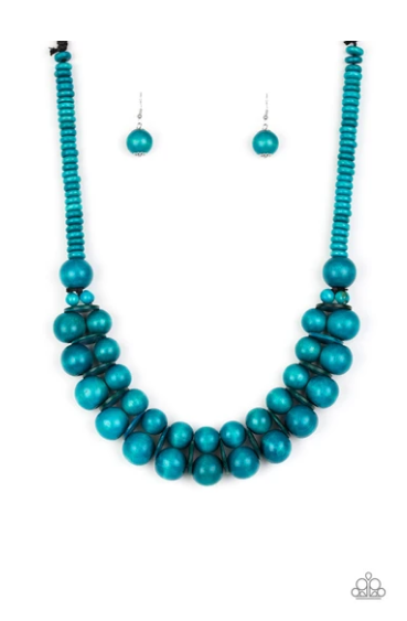 Caribbean Cover Girl - Blue Wooden Necklace