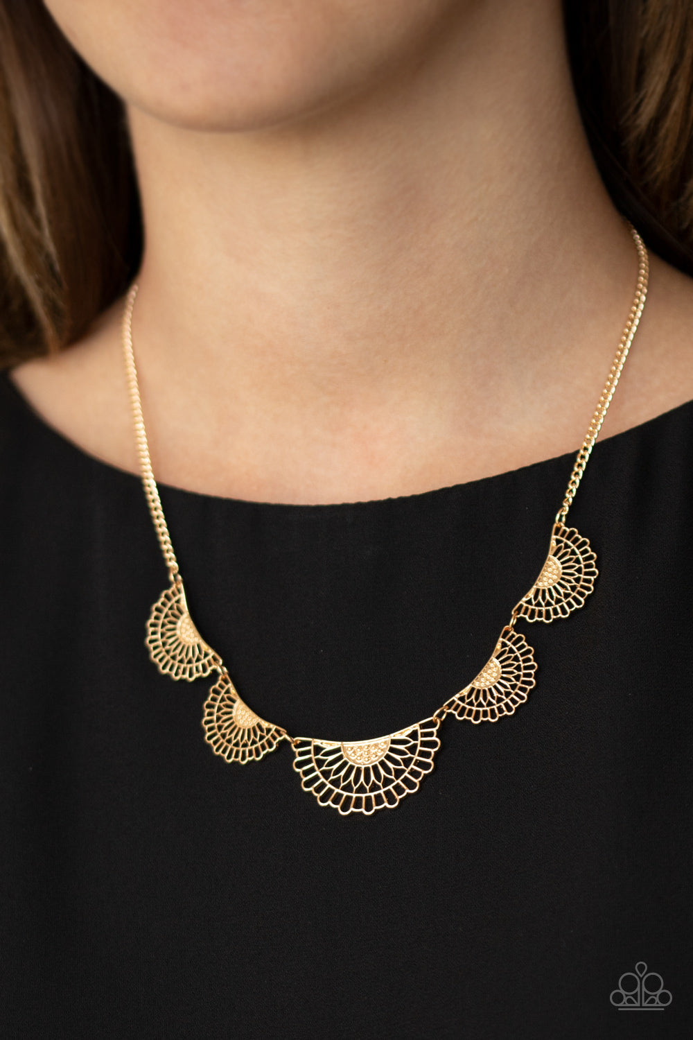 Fanned Out Fashion - Gold Necklace
