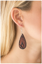 Load image into Gallery viewer, Get In The Groove - Brown Leather - Teardrop Earrings