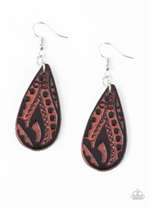 Get In The Groove - Brown Leather - Teardrop Earrings