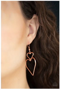 Heartbeat Harmony - Copper - Heart Silhouettes - Earrings