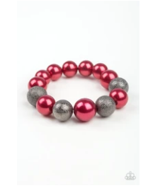 Humble Hustle - Red - Pearly Red Beads - Stretchy Band Bracelet