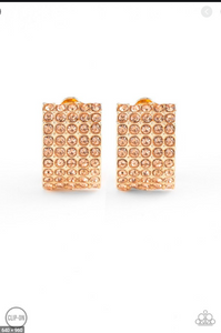 Hollywood Hotshot Clip on Gold Earrings