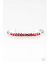 Load image into Gallery viewer, New Age Traveler - Red Beads - Silver Cuff Bracelet
