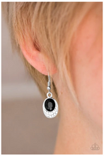 Load image into Gallery viewer, As Humanly POSH-ible - Black Gem Silver White Earrings