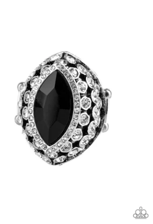 Royal Radiance Black Rhinestone Ring