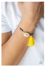 Load image into Gallery viewer, SEA If I Care - Yellow Thread / Fringe - Seashell Sliding Knot Bracelet