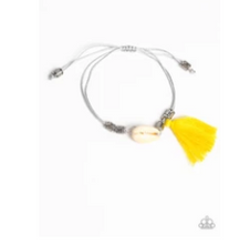 Load image into Gallery viewer, SEA If I Care - Yellow Thread / Fringe - Seashell Sliding Knot Bracelet