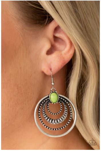Southern Sol- Green and Silver Earrings