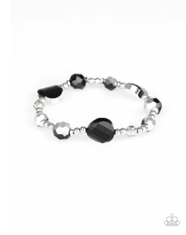 Starry-Eyed Elegance- Black and Silver Bracelet