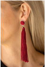 Load image into Gallery viewer, Tightrope Tassel - Red Earrings