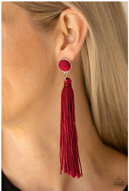 Tightrope Tassel - Red Earrings