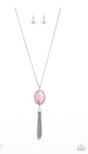 Load image into Gallery viewer, Tasseled Tranquility Pink Moonstone Necklace