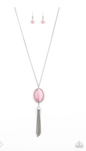 Tasseled Tranquility Pink Moonstone Necklace