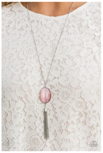 Load image into Gallery viewer, Tasseled Tranquility Pink Moonstone Necklace