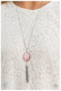 Tasseled Tranquility Pink Moonstone Necklace