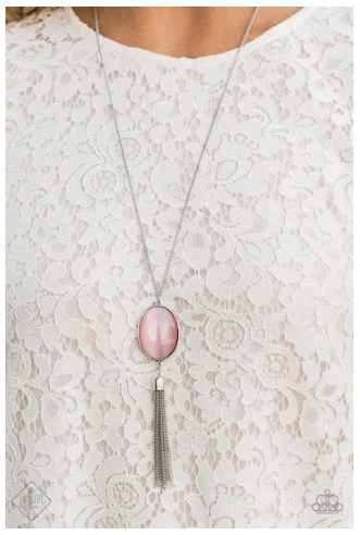 Tasseled Tranquility Pink Moonstone Necklace