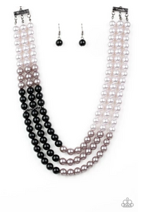Times Square Starlet - Multi Black, Gray and Silver Pearl Necklace