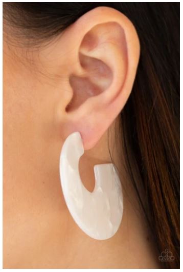Tropically Torrid - White Acrylic - Hoop Earrings