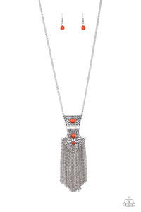 Totem Tassel - Orange Necklace
