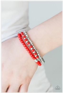 Very Vivacious- Red and Silver Bracelets