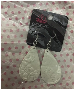 Feelin Groovy White Leather Earrings