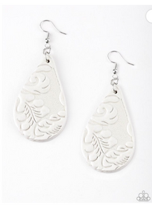 Feelin Groovy White Leather Earrings