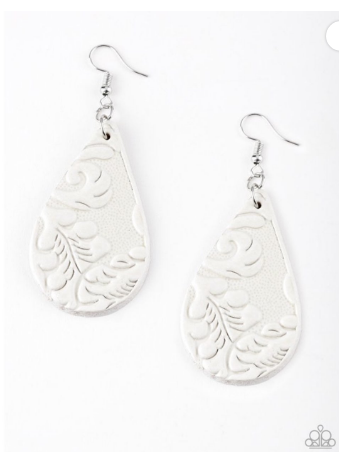 Feelin Groovy White Leather Earrings
