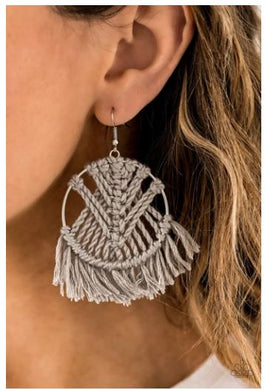 All About Macrame Silver Earrings