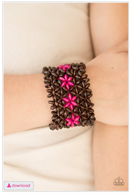 Bahama Babe - Pink Wooden Bracelet